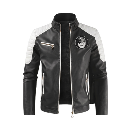 The Starchild jacket front — white shoulders, star-eye chest seal