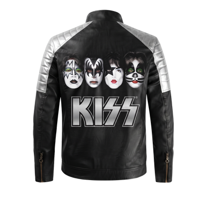 Four Faces jacket back — all four painted faces above silver KISS logo
